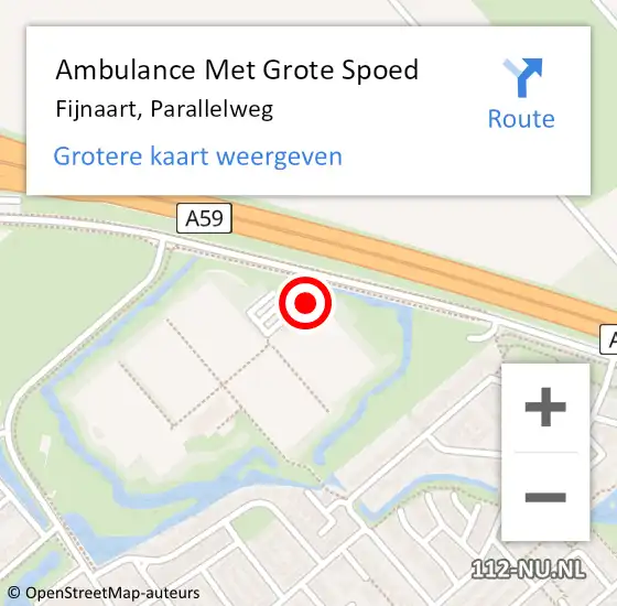 Locatie op kaart van de 112 melding: Ambulance Met Grote Spoed Naar Fijnaart, Parallelweg op 10 december 2016 15:20