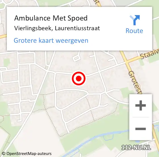 Locatie op kaart van de 112 melding: Ambulance Met Spoed Naar Vierlingsbeek, Laurentiusstraat op 10 december 2016 16:10