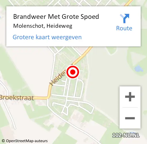 Locatie op kaart van de 112 melding: Brandweer Met Grote Spoed Naar Molenschot, Heideweg op 10 december 2016 17:14