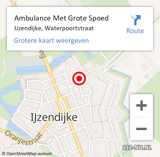 Locatie op kaart van de 112 melding: Ambulance Met Grote Spoed Naar IJzendijke, Waterpoortstraat op 10 december 2016 18:42