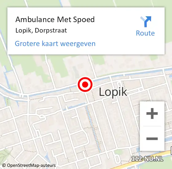 Locatie op kaart van de 112 melding: Ambulance Met Spoed Naar Lopik, Dorpstraat op 10 december 2016 19:43