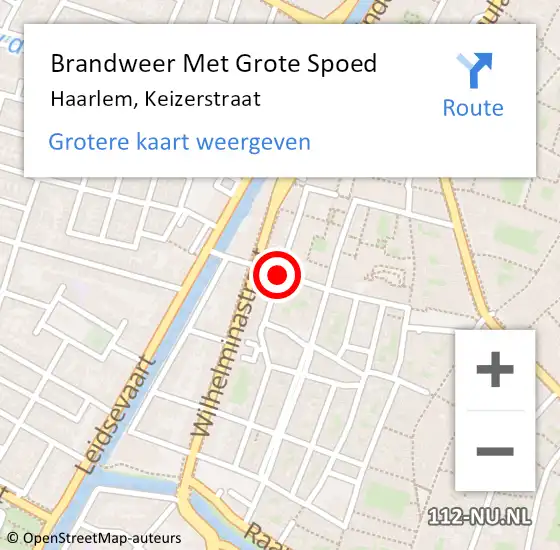 Locatie op kaart van de 112 melding: Brandweer Met Grote Spoed Naar Haarlem, Keizerstraat op 10 december 2016 20:38