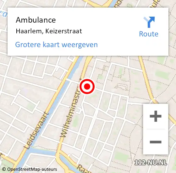 Locatie op kaart van de 112 melding: Ambulance Haarlem, Keizerstraat op 10 december 2016 20:40