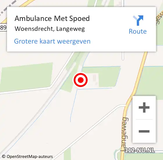 Locatie op kaart van de 112 melding: Ambulance Met Spoed Naar Woensdrecht, Langeweg op 10 december 2016 21:05