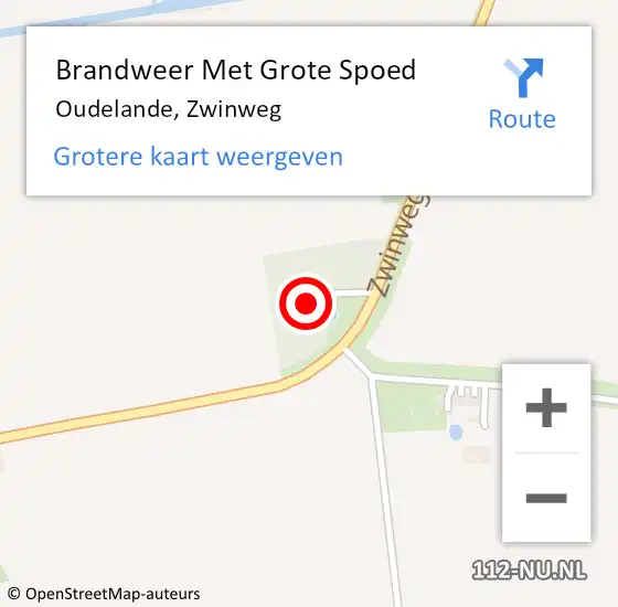 Locatie op kaart van de 112 melding: Brandweer Met Grote Spoed Naar Oudelande, Zwinweg op 10 december 2016 22:28