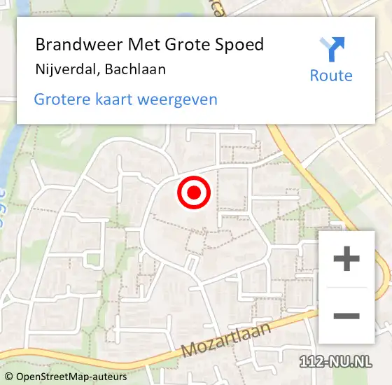 Locatie op kaart van de 112 melding: Brandweer Met Grote Spoed Naar Nijverdal, Bachlaan op 10 december 2016 23:09