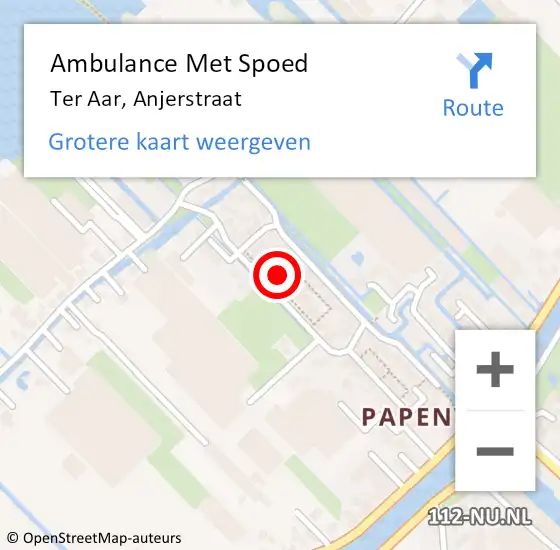 Locatie op kaart van de 112 melding: Ambulance Met Spoed Naar Ter Aar, Anjerstraat op 10 december 2016 23:10