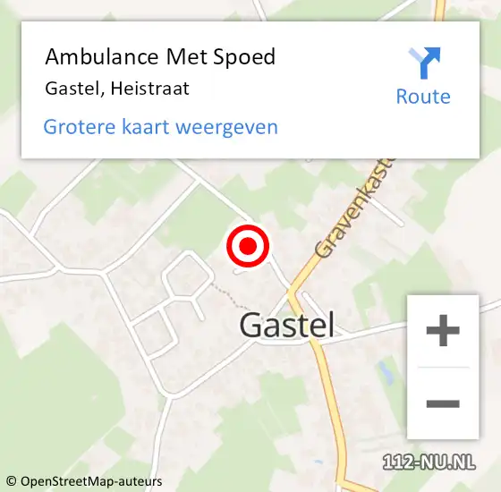 Locatie op kaart van de 112 melding: Ambulance Met Spoed Naar Gastel, Heistraat op 10 december 2016 23:13