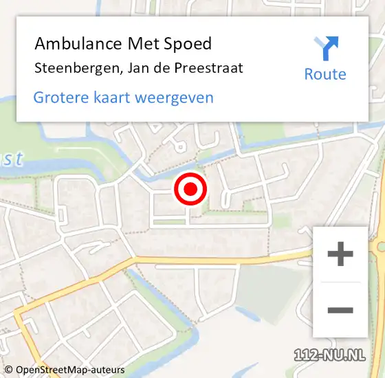 Locatie op kaart van de 112 melding: Ambulance Met Spoed Naar Steenbergen, Jan de Preestraat op 10 december 2016 23:26