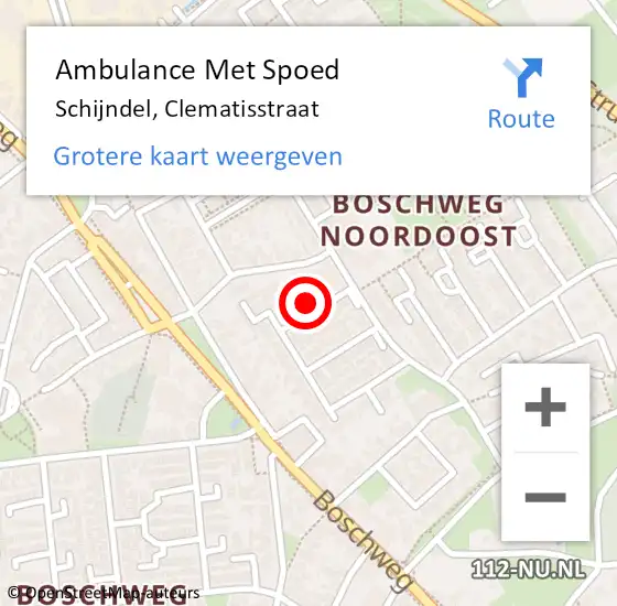 Locatie op kaart van de 112 melding: Ambulance Met Spoed Naar Schijndel, Clematisstraat op 11 december 2016 00:39