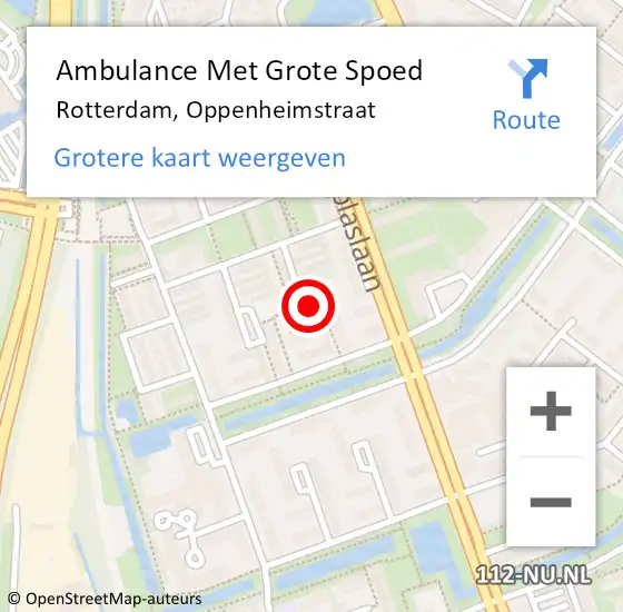 Locatie op kaart van de 112 melding: Ambulance Met Grote Spoed Naar Rotterdam, Oppenheimstraat op 11 december 2016 00:40