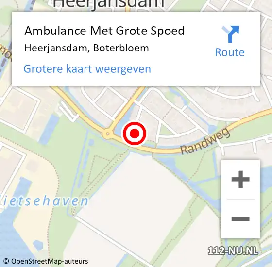 Locatie op kaart van de 112 melding: Ambulance Met Grote Spoed Naar Heerjansdam, Boterbloem op 11 december 2016 00:54