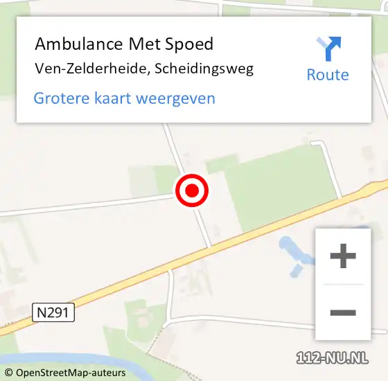 Locatie op kaart van de 112 melding: Ambulance Met Spoed Naar Ven-Zelderheide, Scheidingsweg op 11 december 2016 02:47