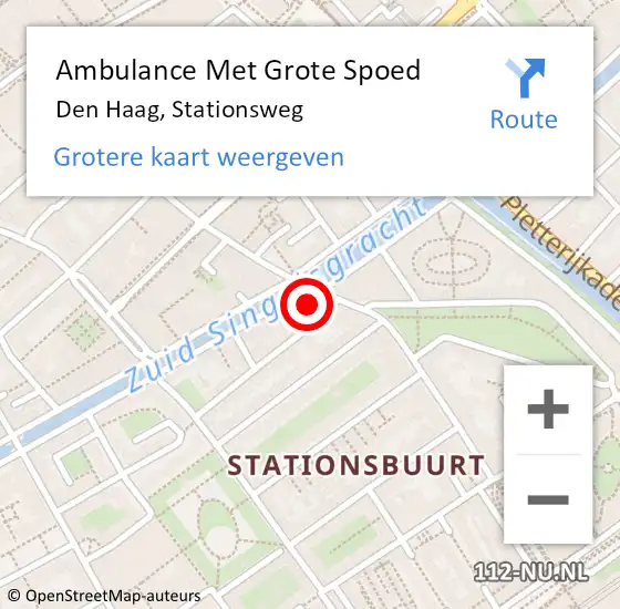 Locatie op kaart van de 112 melding: Ambulance Met Grote Spoed Naar Den Haag, Stationsweg op 11 december 2016 03:10