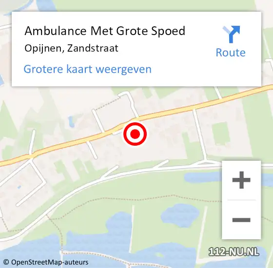 Locatie op kaart van de 112 melding: Ambulance Met Grote Spoed Naar Opijnen, Zandstraat op 11 december 2016 03:25