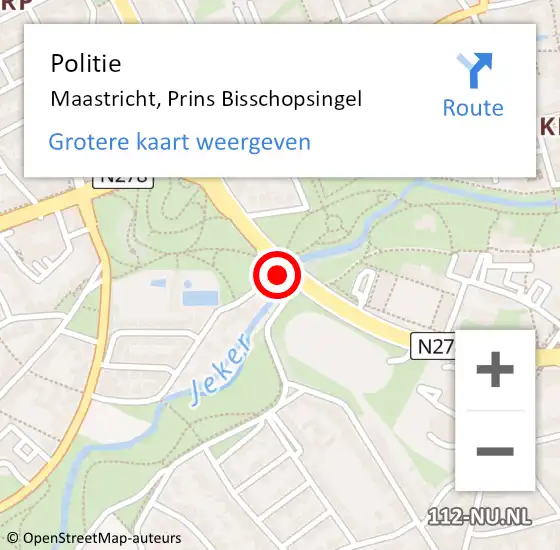Locatie op kaart van de 112 melding: Politie Maastricht, Prins Bisschopsingel op 11 december 2016 03:44