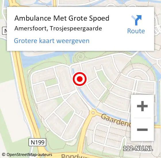 Locatie op kaart van de 112 melding: Ambulance Met Grote Spoed Naar Amersfoort, Trosjespeergaarde op 11 december 2016 03:59