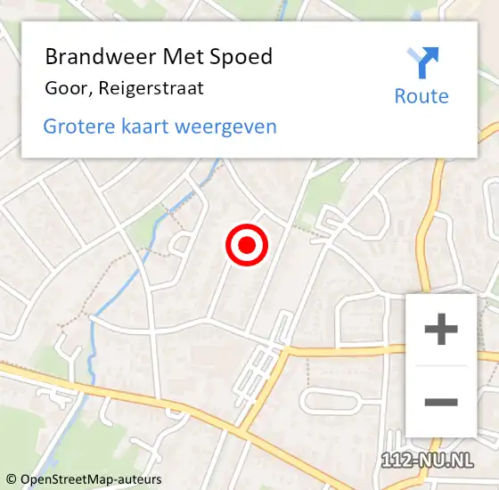 Locatie op kaart van de 112 melding: Brandweer Met Spoed Naar Goor, Reigerstraat op 11 december 2016 04:29