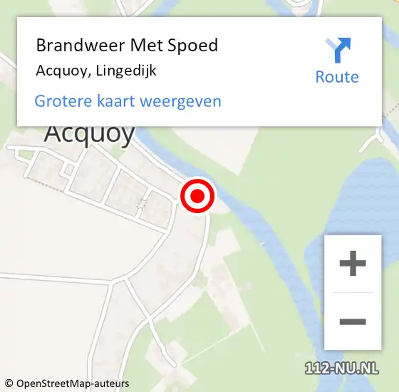 Locatie op kaart van de 112 melding: Brandweer Met Spoed Naar Acquoy, Lingedijk op 11 december 2016 04:38