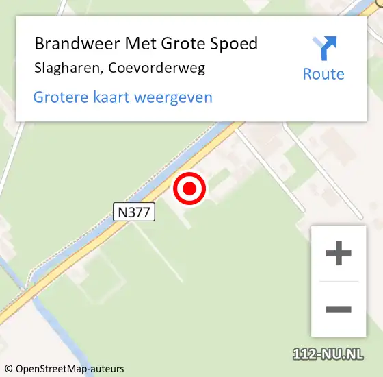 Locatie op kaart van de 112 melding: Brandweer Met Grote Spoed Naar Slagharen, Coevorderweg op 11 december 2016 07:14