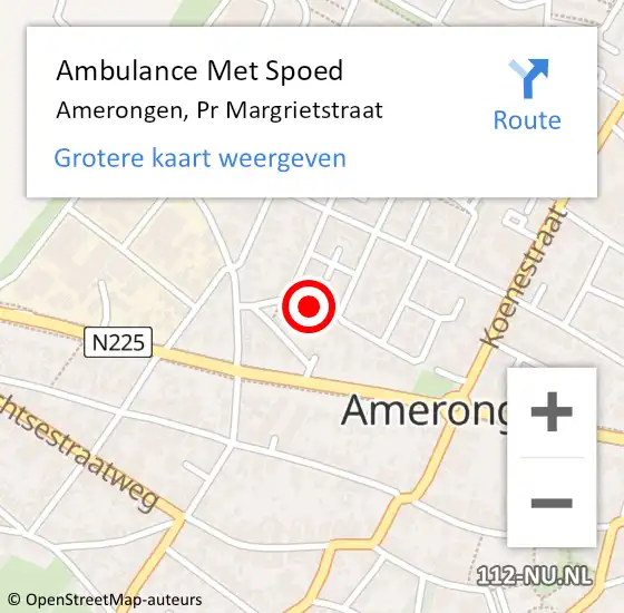 Locatie op kaart van de 112 melding: Ambulance Met Spoed Naar Amerongen, Pr Margrietstraat op 4 januari 2014 02:48