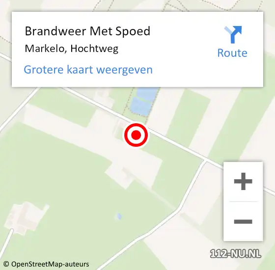 Locatie op kaart van de 112 melding: Brandweer Met Spoed Naar Markelo, Hochtweg op 11 december 2016 07:57