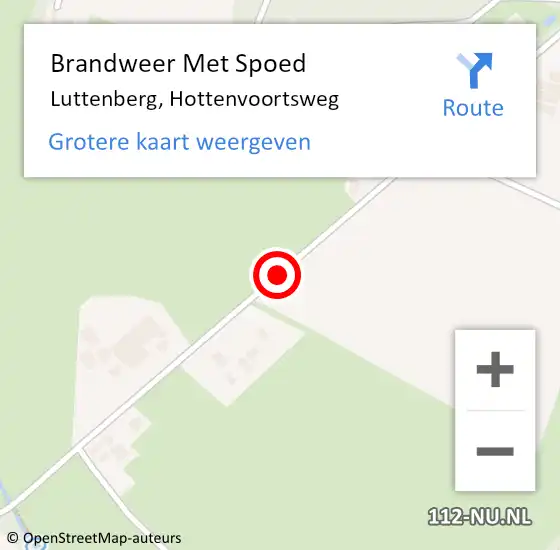 Locatie op kaart van de 112 melding: Brandweer Met Spoed Naar Luttenberg, Hottenvoortsweg op 11 december 2016 08:23