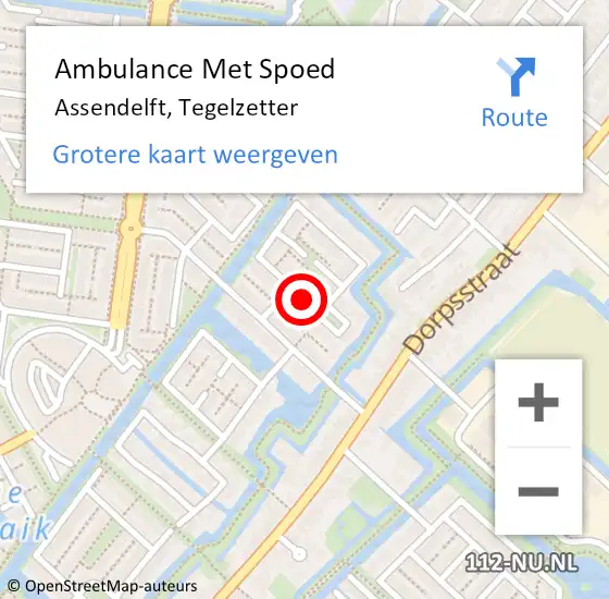 Locatie op kaart van de 112 melding: Ambulance Met Spoed Naar Assendelft, Tegelzetter op 11 december 2016 08:58