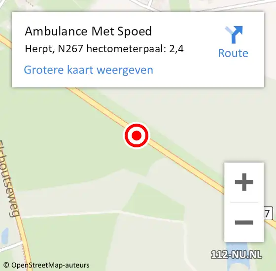 Locatie op kaart van de 112 melding: Ambulance Met Spoed Naar Herpt, N267 hectometerpaal: 2,4 op 11 december 2016 09:55
