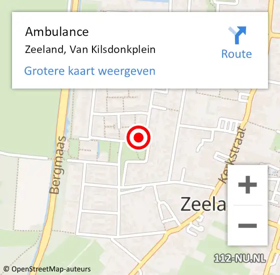 Locatie op kaart van de 112 melding: Ambulance Zeeland, Van Kilsdonkplein op 11 december 2016 10:16