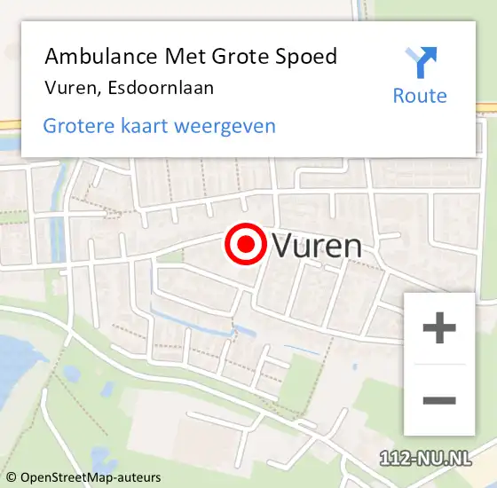 Locatie op kaart van de 112 melding: Ambulance Met Grote Spoed Naar Vuren, Esdoornlaan op 11 december 2016 10:26