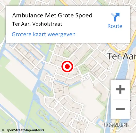 Locatie op kaart van de 112 melding: Ambulance Met Grote Spoed Naar Ter Aar, Vosholstraat op 11 december 2016 11:26