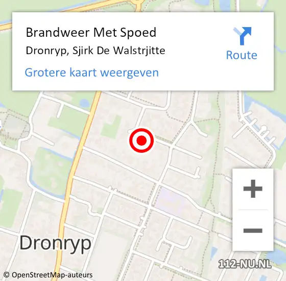 Locatie op kaart van de 112 melding: Brandweer Met Spoed Naar Dronryp, Sjirk De Walstrjitte op 11 december 2016 12:02