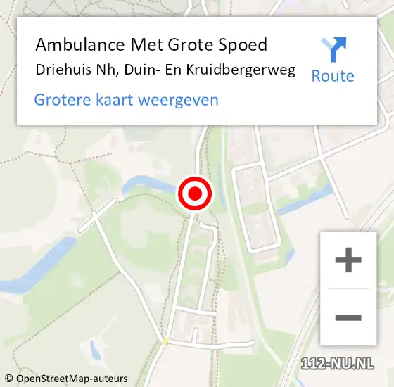 Locatie op kaart van de 112 melding: Ambulance Met Grote Spoed Naar Driehuis Nh, Duin- En Kruidbergerweg op 11 december 2016 12:23