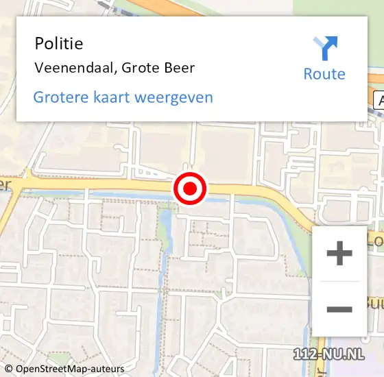 Locatie op kaart van de 112 melding: Politie Veenendaal, Grote Beer op 11 december 2016 12:37