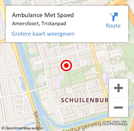 Locatie op kaart van de 112 melding: Ambulance Met Spoed Naar Amersfoort, Tristanpad op 11 december 2016 12:55