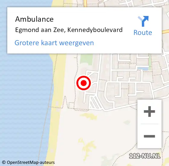 Locatie op kaart van de 112 melding: Ambulance Egmond aan Zee, Kennedyboulevard op 11 december 2016 13:46