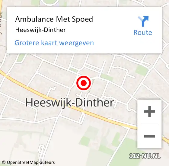 Locatie op kaart van de 112 melding: Ambulance Met Spoed Naar Heeswijk-Dinther op 11 december 2016 14:38