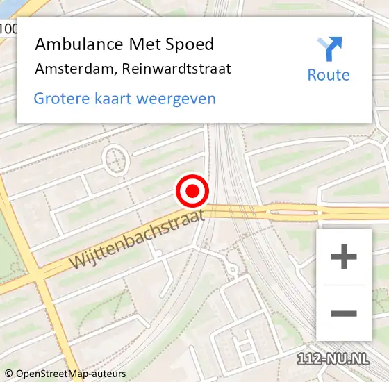 Locatie op kaart van de 112 melding: Ambulance Met Spoed Naar Amsterdam, Reinwardtstraat op 11 december 2016 14:39