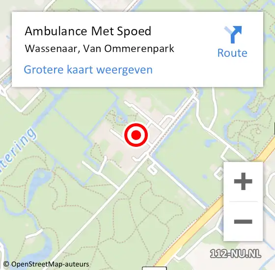 Locatie op kaart van de 112 melding: Ambulance Met Spoed Naar Wassenaar, Van Ommerenpark op 11 december 2016 14:41