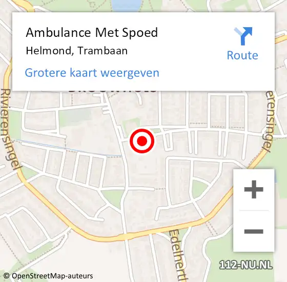 Locatie op kaart van de 112 melding: Ambulance Met Spoed Naar Helmond, Trambaan op 11 december 2016 15:20