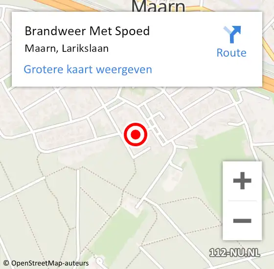 Locatie op kaart van de 112 melding: Brandweer Met Spoed Naar Maarn, Larikslaan op 11 december 2016 16:18