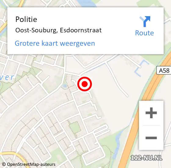 Locatie op kaart van de 112 melding: Politie Oost-Souburg, Esdoornstraat op 11 december 2016 16:28