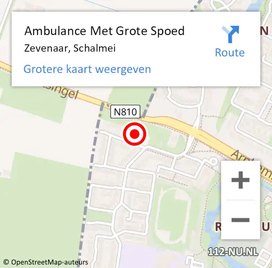 Locatie op kaart van de 112 melding: Ambulance Met Grote Spoed Naar Zevenaar, Schalmei op 11 december 2016 16:39