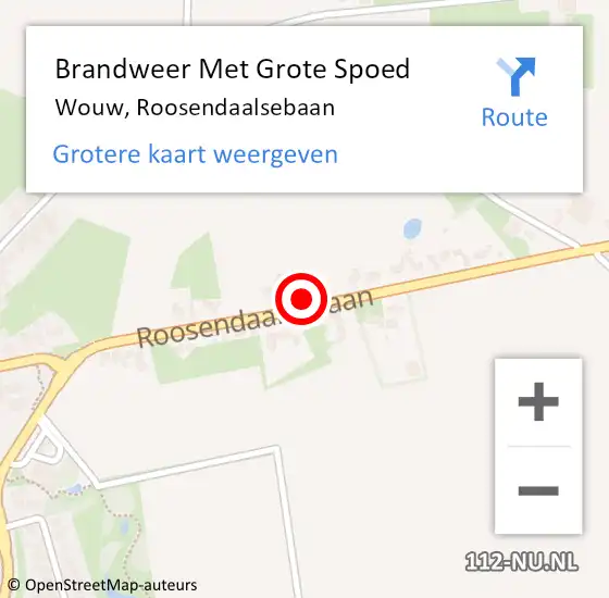 Locatie op kaart van de 112 melding: Brandweer Met Grote Spoed Naar Wouw, Roosendaalsebaan op 11 december 2016 17:01