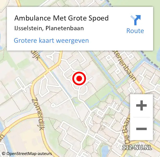 Locatie op kaart van de 112 melding: Ambulance Met Grote Spoed Naar IJsselstein, Planetenbaan op 11 december 2016 17:08