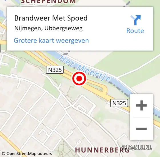 Locatie op kaart van de 112 melding: Brandweer Met Spoed Naar Nijmegen, Ubbergseweg op 11 december 2016 17:15