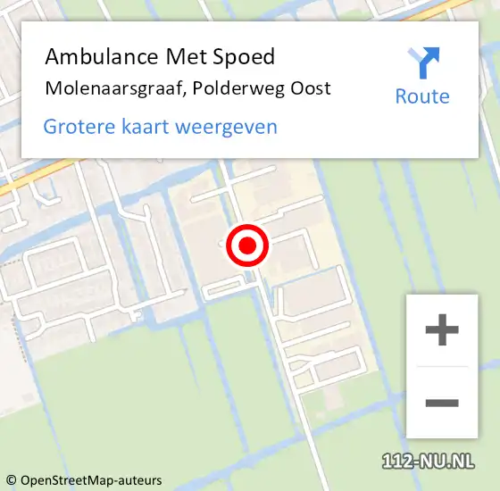 Locatie op kaart van de 112 melding: Ambulance Met Spoed Naar Molenaarsgraaf, Polderweg Oost op 11 december 2016 18:17