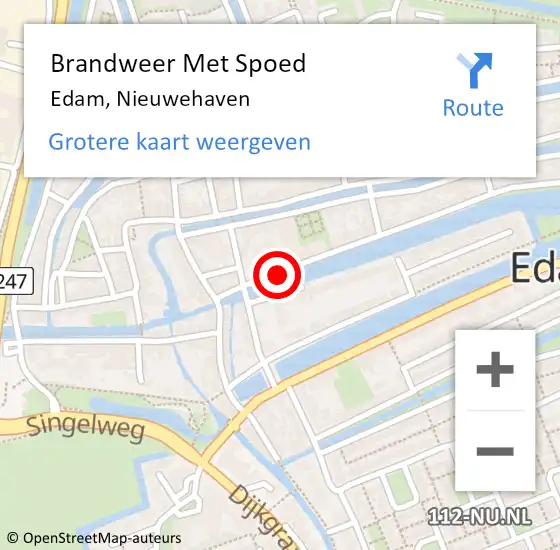 Locatie op kaart van de 112 melding: Brandweer Met Spoed Naar Edam, Nieuwehaven op 11 december 2016 18:36