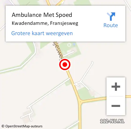 Locatie op kaart van de 112 melding: Ambulance Met Spoed Naar Kwadendamme, Fransjesweg op 11 december 2016 18:45